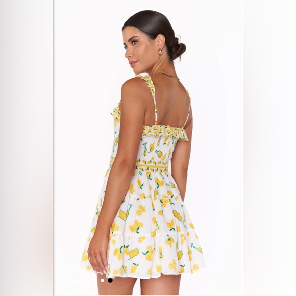 Show me your MUMU Jolene mini dress limoncello embroidery ruffled size M - Picture 2 of 11